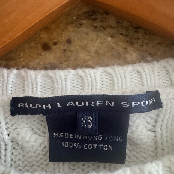 Ralph Lauren Signature Crew Neck Cotton Cable Knit Sweater White XS - Picture 13 of 13